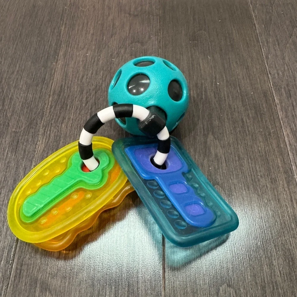 Colorful Baby Infant Rattle Teething Ring Key Toy Set